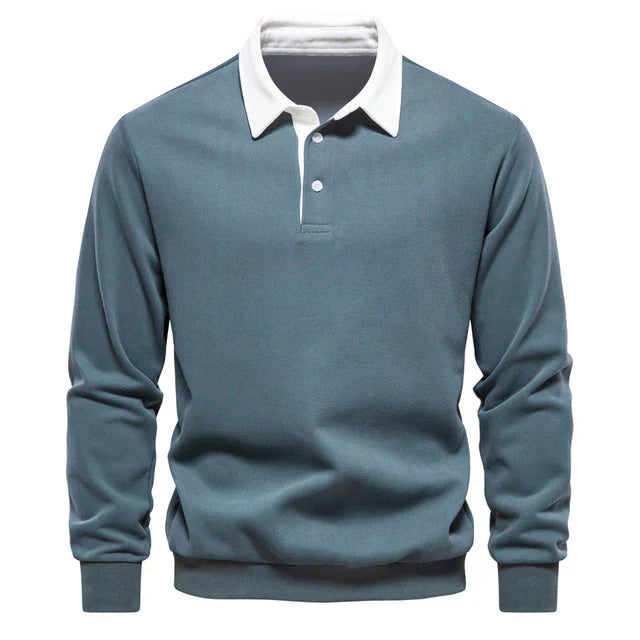 Mäns Klassisk Långärmad Poloshirt