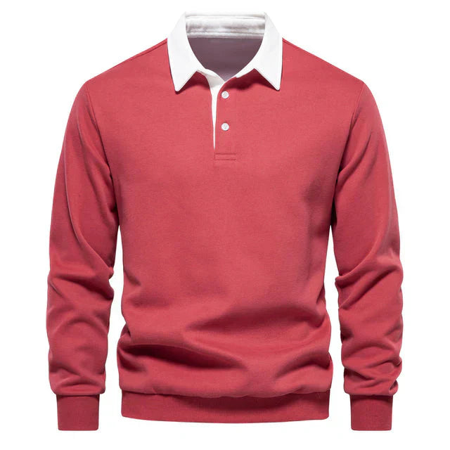Mäns Klassisk Långärmad Poloshirt