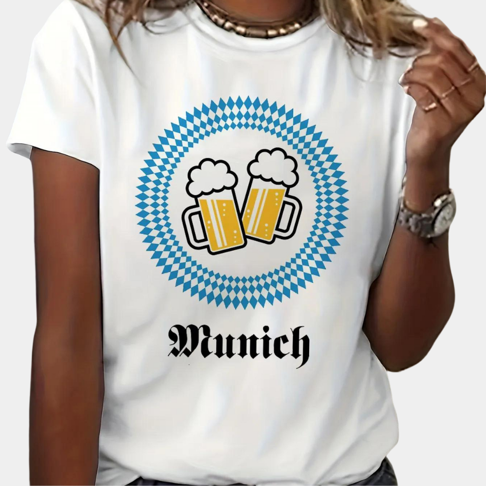 Octoberfest T-Shirt - Kortärmad Crew Neck för kvinnor Octoberfest Shirts