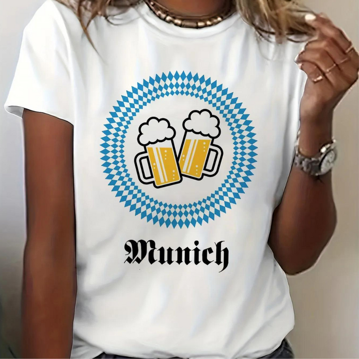 Octoberfest T-Shirt - Kortärmad Crew Neck för kvinnor Octoberfest Shirts