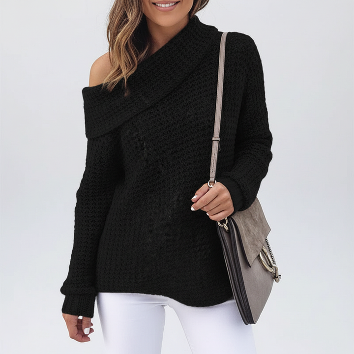 Off-shoulder stickad tröja - Alicia