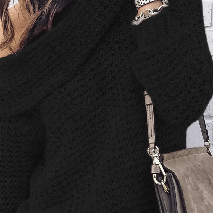 Off-shoulder stickad tröja - Alicia