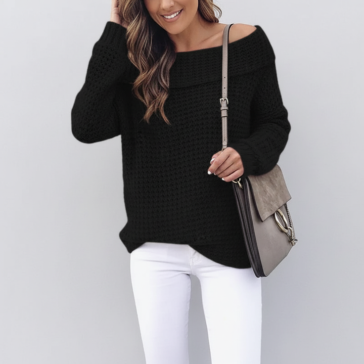 Off-shoulder stickad tröja - Alicia