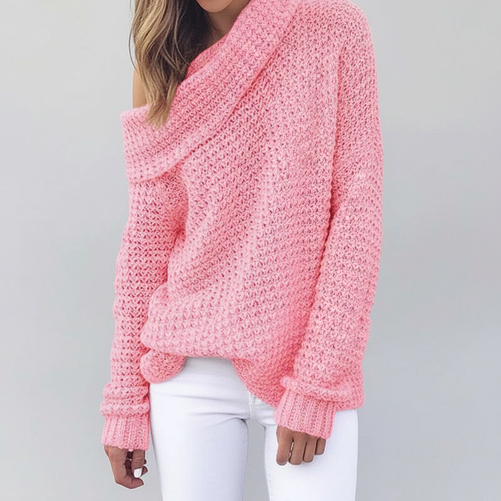 Off-shoulder stickad tröja - Alicia