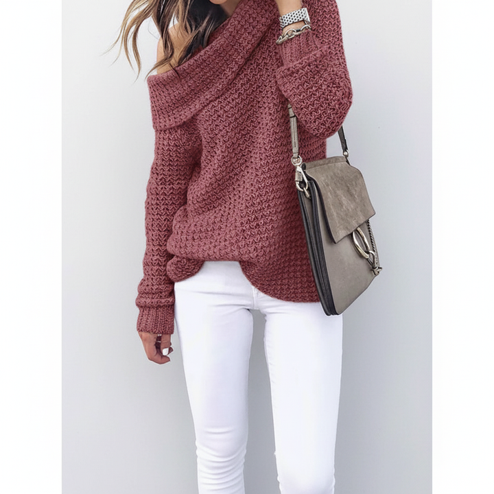 Off-shoulder stickad tröja - Alicia