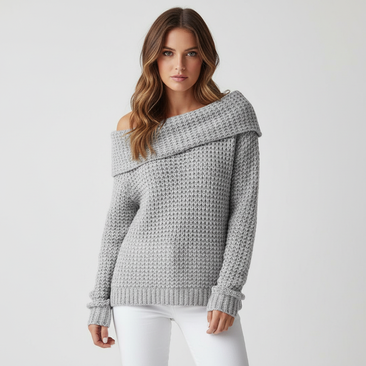 Off-shoulder stickad tröja - Alicia