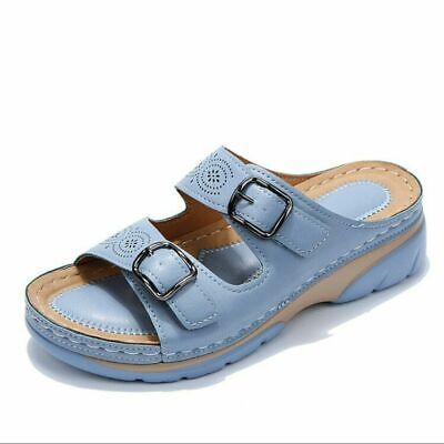 Ortopediska sandaler - Dubbelspänne - Tjock sula - Slip-on sandaler - Damslides