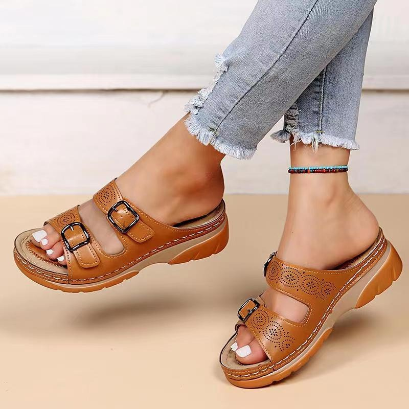 Ortopediska sandaler - Slip-On - Ergonomiska - Sandaler med dubbla spännen - Sandaler för kvinnor