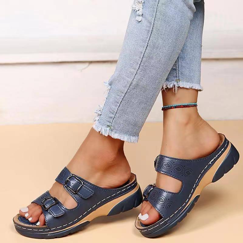 Ortopediska sandaler - Slip-On - Ergonomiska - Sandaler med dubbla spännen - Sandaler för kvinnor