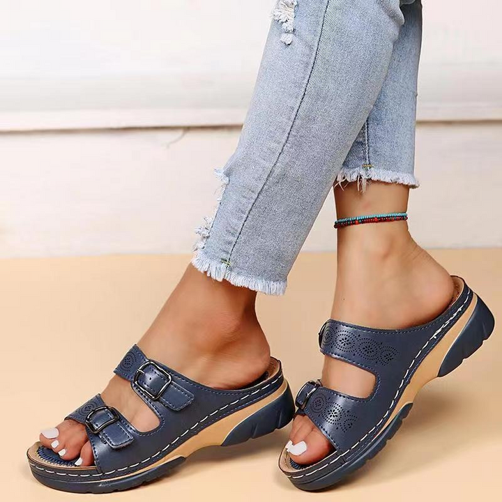 Ortopediska sandaler - Slip-On - Ergonomiska - Sandaler med dubbla spännen - Sandaler för kvinnor