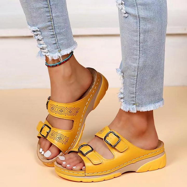 Ortopediska sandaler - Slip-On - Ergonomiska - Sandaler med dubbla spännen - Sandaler för kvinnor