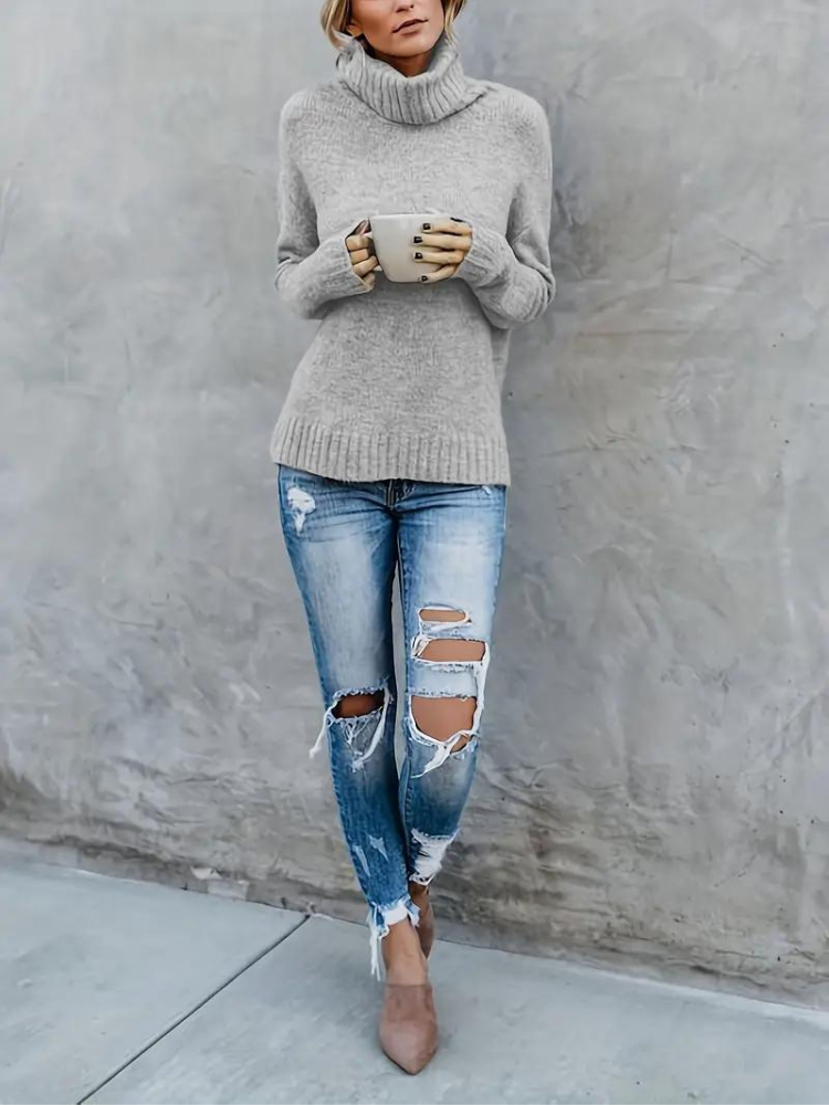 Ottilie Pullover | Stickad tröja med turtleneck för kvinnor i vinter