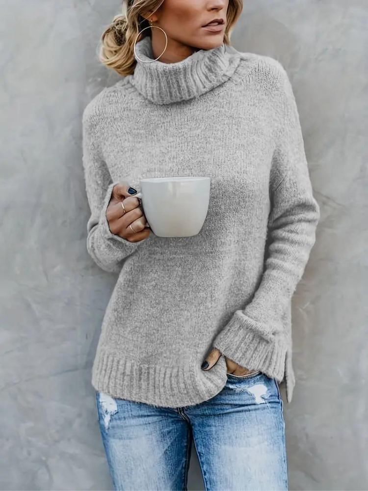 Ottilie Pullover | Stickad tröja med turtleneck för kvinnor i vinter