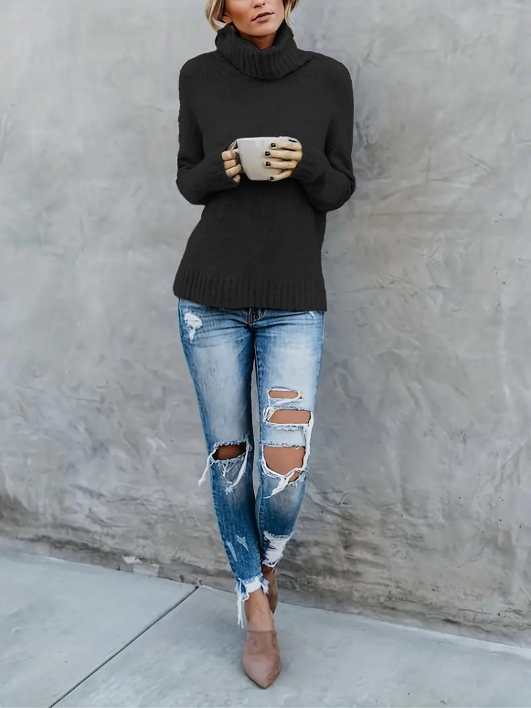Ottilie Pullover | Stickad tröja med turtleneck för kvinnor i vinter