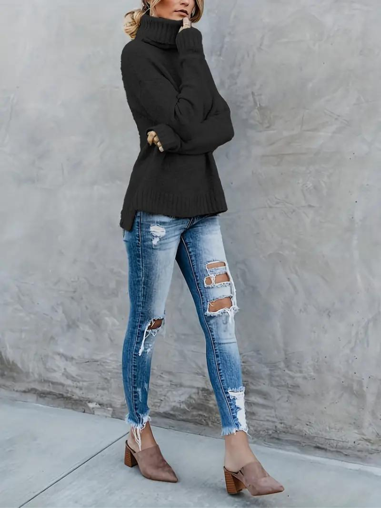 Ottilie Pullover | Stickad tröja med turtleneck för kvinnor i vinter