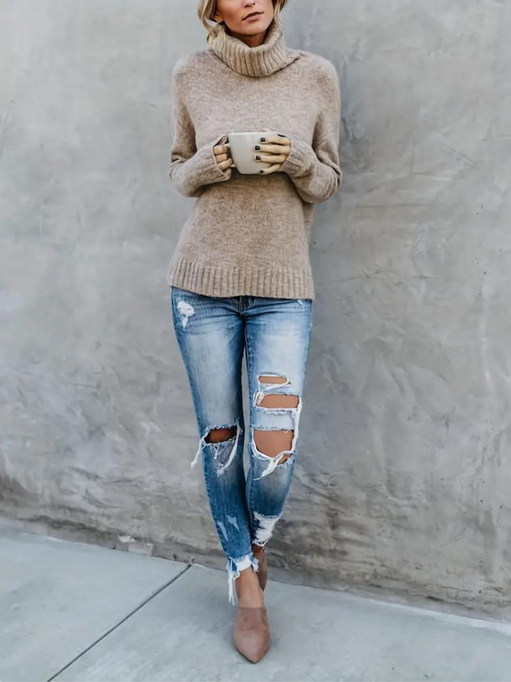 Ottilie Pullover | Stickad tröja med turtleneck för kvinnor i vinter