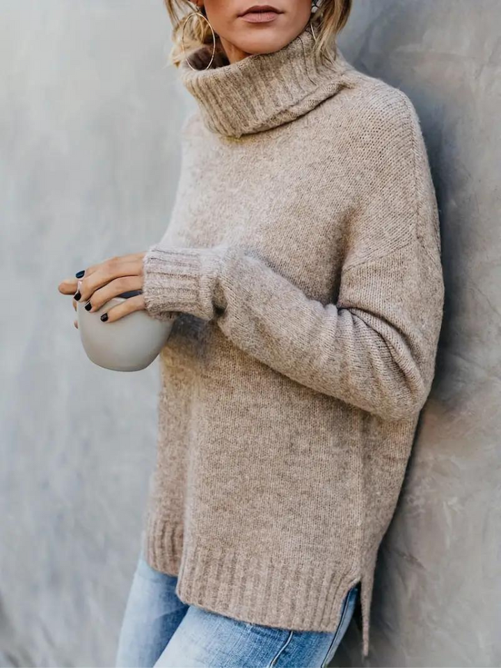 Ottilie Pullover | Stickad tröja med turtleneck för kvinnor i vinter