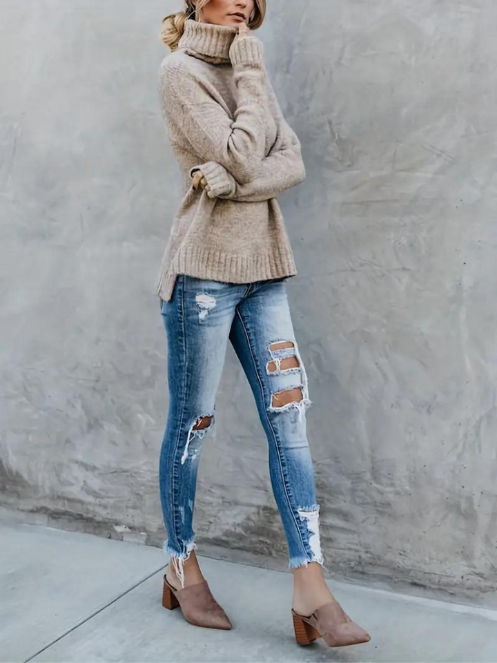 Ottilie Pullover | Stickad tröja med turtleneck för kvinnor i vinter