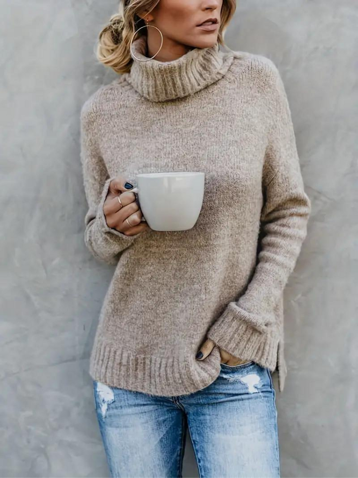 Ottilie Pullover | Stickad tröja med turtleneck för kvinnor i vinter