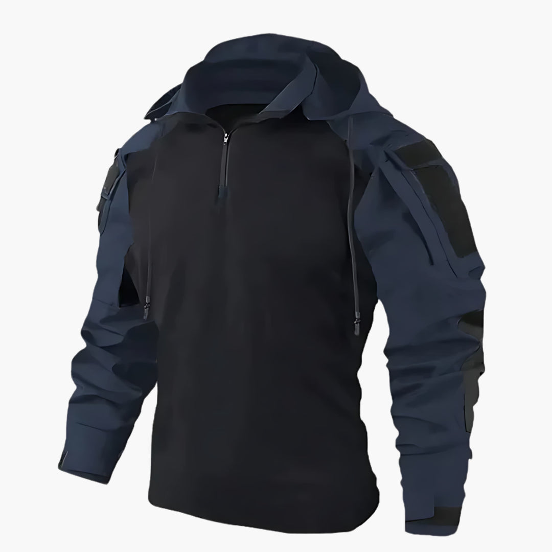 Outdoorjacka | Halv dragkedja | Huva | Taktisk jacka | Herrjacka