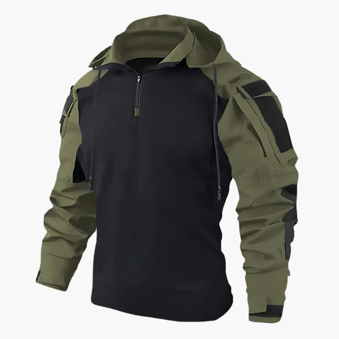 Outdoorjacka | Halv dragkedja | Huva | Taktisk jacka | Herrjacka