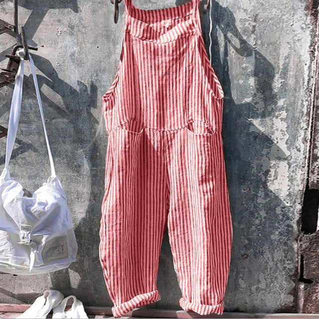 Overall - Randig - Löst sittande - Jumpsuit - Damkläder