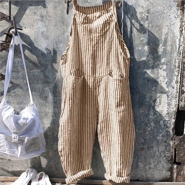 Overall - Randig - Löst sittande - Jumpsuit - Damkläder