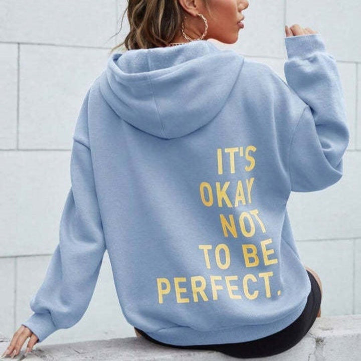 Överdimensionerad Hoodie | Bekväm | Löst sittande | Text-hoodie | Hoodie för damer