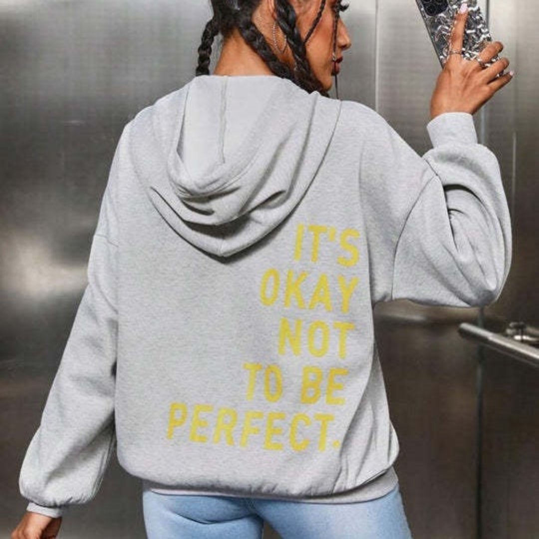 Överdimensionerad Hoodie | Bekväm | Löst sittande | Text-hoodie | Hoodie för damer