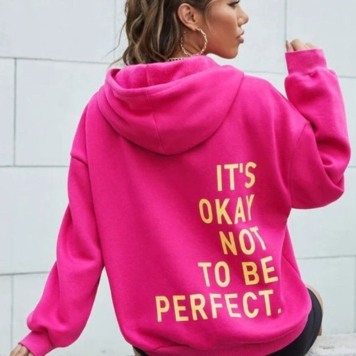 Överdimensionerad Hoodie | Bekväm | Löst sittande | Text-hoodie | Hoodie för damer