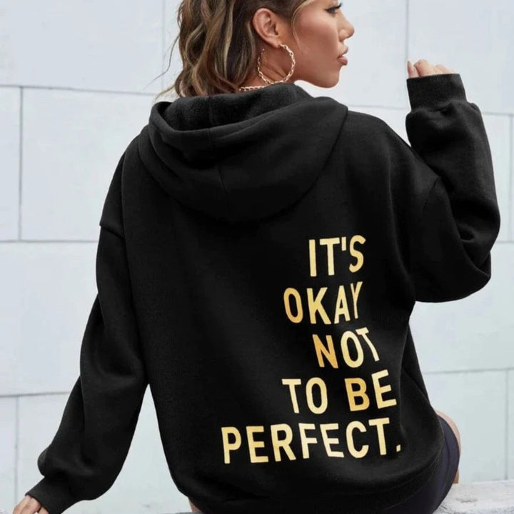 Överdimensionerad Hoodie | Bekväm | Löst sittande | Text-hoodie | Hoodie för damer