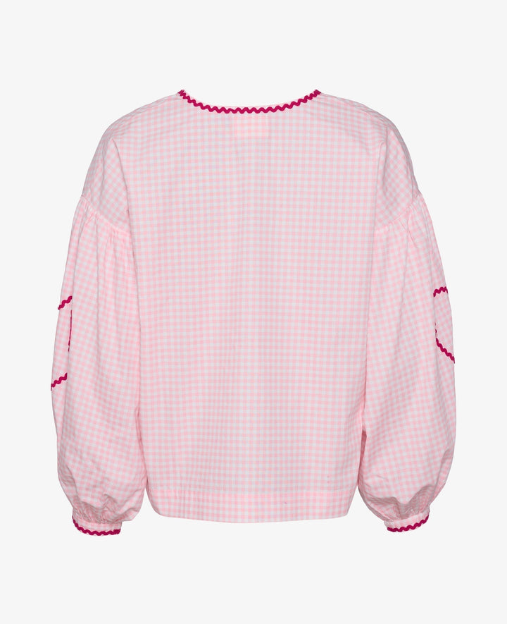 Överdimensionerad blus - Långärmad - Rosa - Topp med knytfront - Damkläder