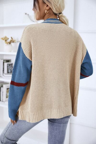 Överdimensionerad kofta | Knäppt | V-ringad | Stickad Cardigan | Damstickat