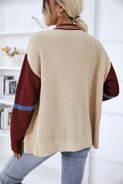 Överdimensionerad kofta | Knäppt | V-ringad | Stickad Cardigan | Damstickat