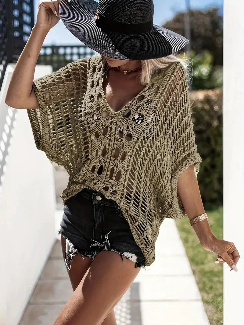 Överdragsskjorta, Boho-stil, Virka, Bikiniöverdrag, Strandkläder