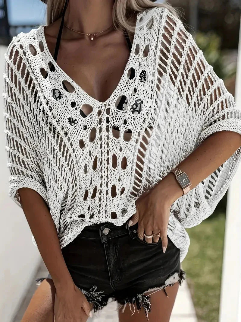 Överdragsskjorta, Boho-stil, Virka, Bikiniöverdrag, Strandkläder