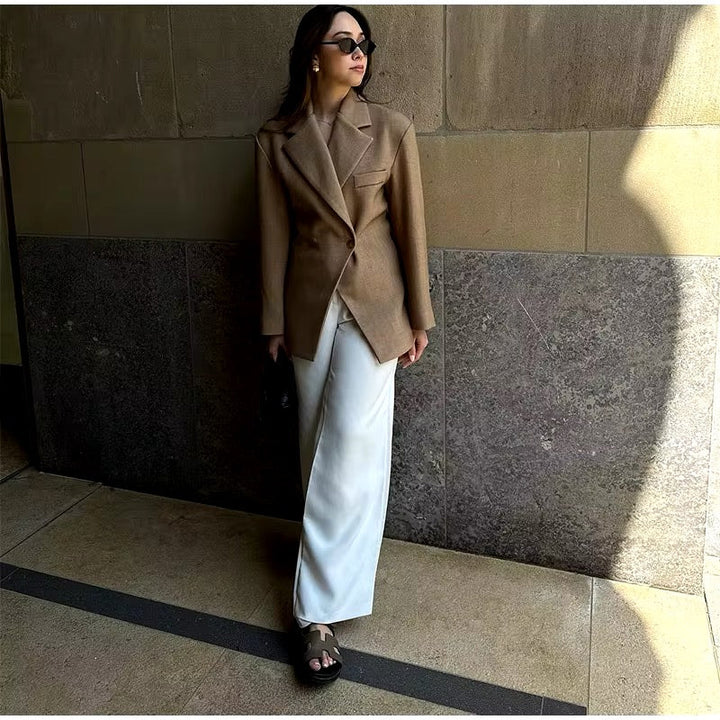 Oversized Blazer | Dubbelknäppt | Brun | Blazerjacka | Blazer för kvinnor