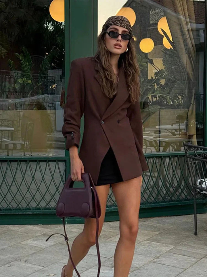 Oversized Blazer | Dubbelknäppt | Brun | Blazerjacka | Blazer för kvinnor