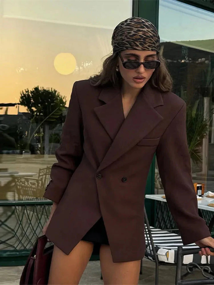 Oversized Blazer | Dubbelknäppt | Brun | Blazerjacka | Blazer för kvinnor
