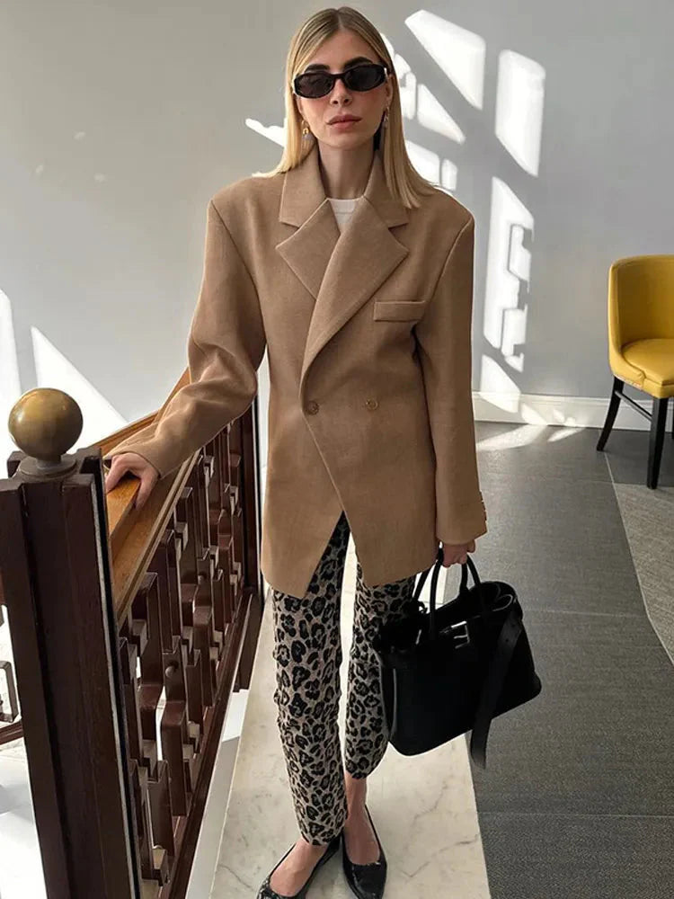 Oversized Blazer | Dubbelknäppt | Brun | Blazerjacka | Blazer för kvinnor