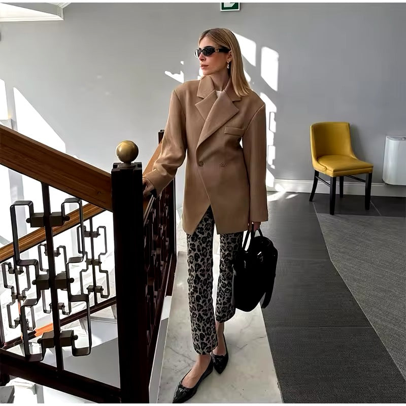Oversized Blazer | Dubbelknäppt | Brun | Blazerjacka | Blazer för kvinnor