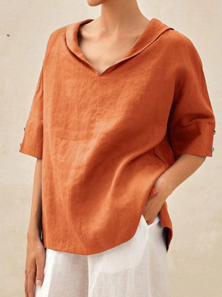 Oversized Blouse - Casual Kortärmad blus med lös passform för kvinnor
