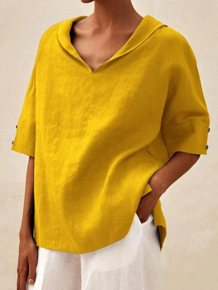 Oversized Blouse - Casual Kortärmad blus med lös passform för kvinnor
