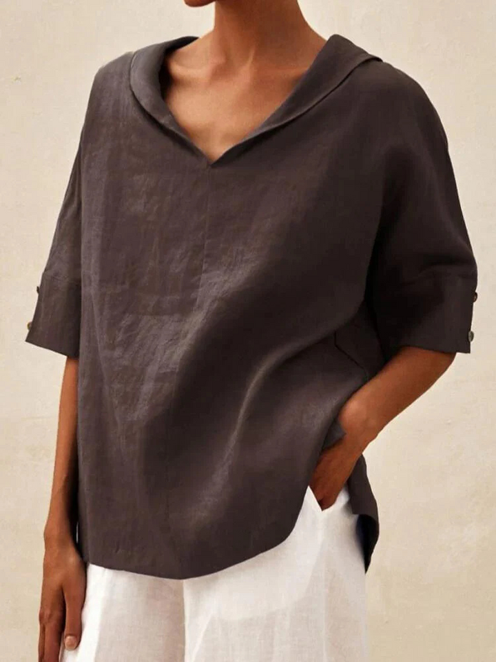 Oversized Blouse - Casual Kortärmad blus med lös passform för kvinnor