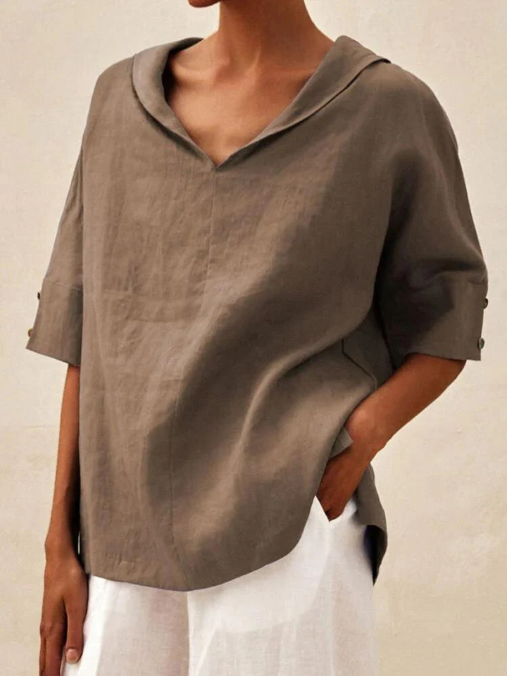 Oversized Blouse - Casual Kortärmad blus med lös passform för kvinnor