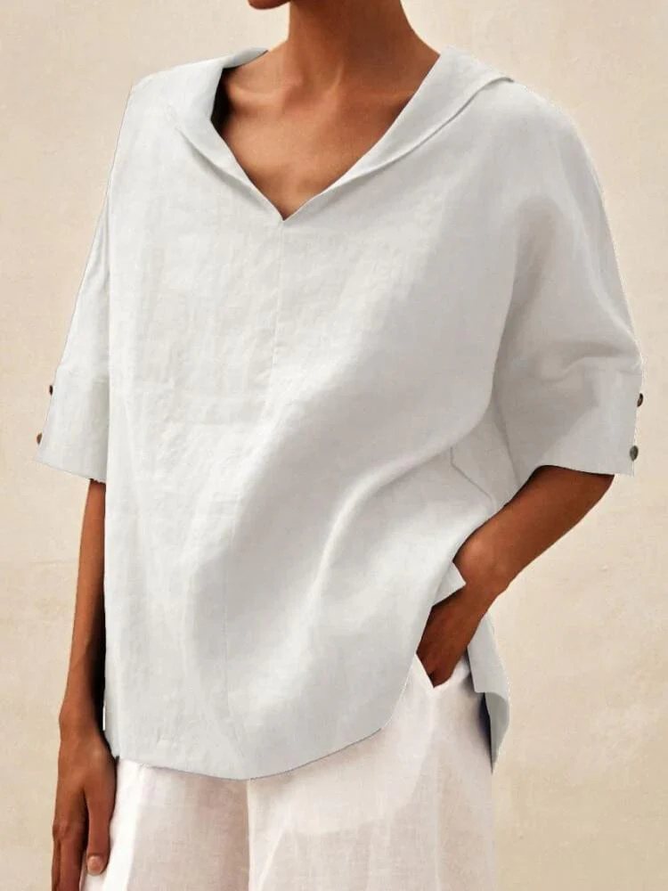Oversized Blouse - Casual Kortärmad blus med lös passform för kvinnor