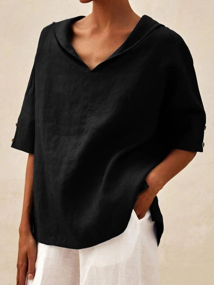 Oversized Blouse - Casual Kortärmad blus med lös passform för kvinnor