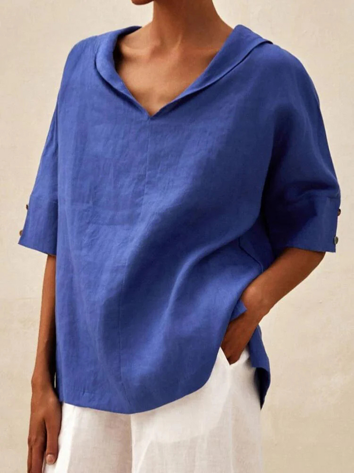 Oversized Blouse - Casual Kortärmad blus med lös passform för kvinnor