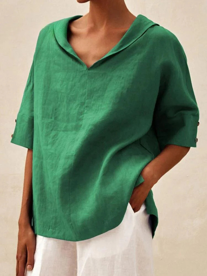 Oversized Blouse - Casual Kortärmad blus med lös passform för kvinnor