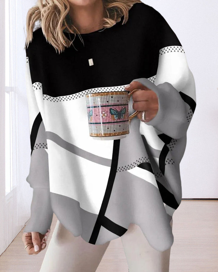 Oversized Blouse | Loose Fit | Crew Neck | Långärmad Topp | Damtröja